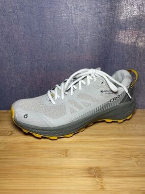 Oboz Katabatic LT Low GTX Drizzle Grey Yellow Hiking Shoes Gore-Tex Men's 8 EUC!